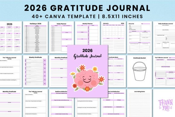 2026 Gratitude Journal for Canva